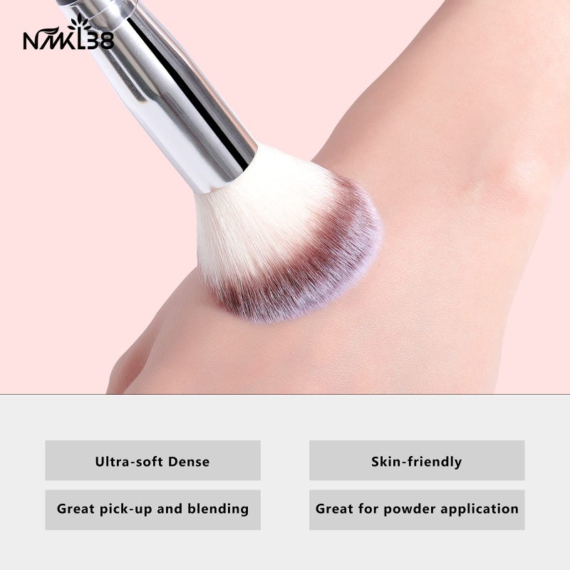 NMKL38 Double Ended Complexion Brush Face Concealer Powder Makeup Brush, Blending Liquid Foundation, Cream Cosmetics - Black Handle, Vegan Brush, Cruelty Free - Image 4